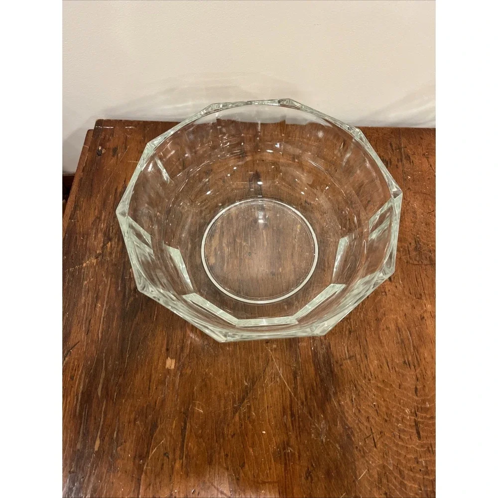 Italian‎ vintage Crystal faceted optic bowl 9